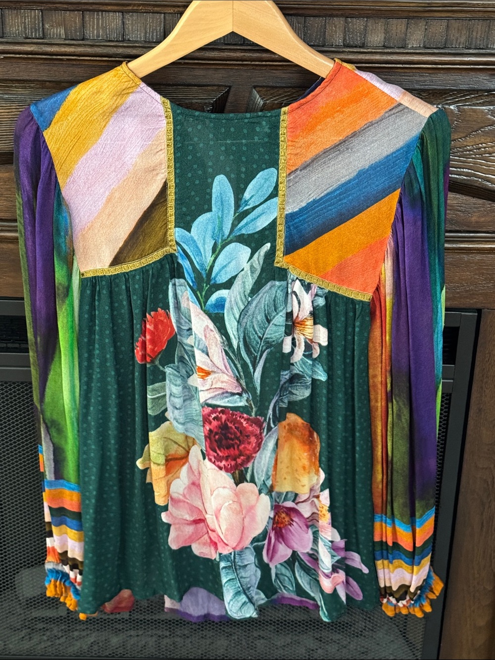 Anthropologie Multicolor Floral Patchwork Blouse